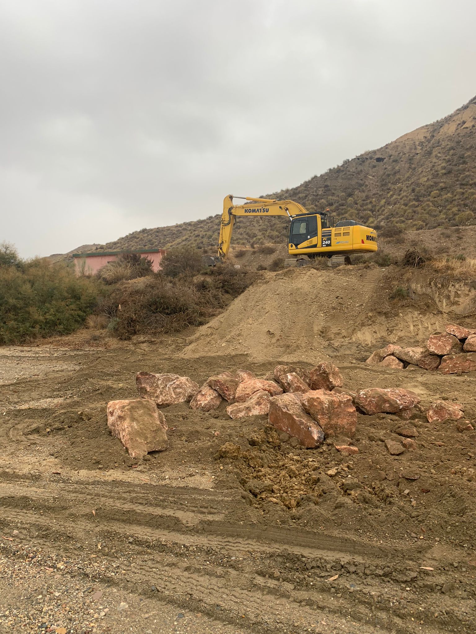 Excavadora trabajando en el terreno